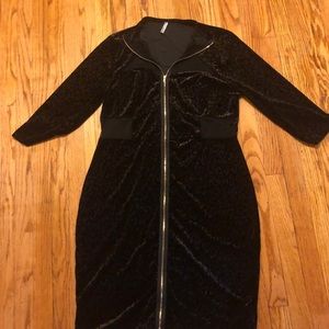 Leopard print suede zip-up dress